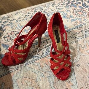 Chic Red Strappy Heels